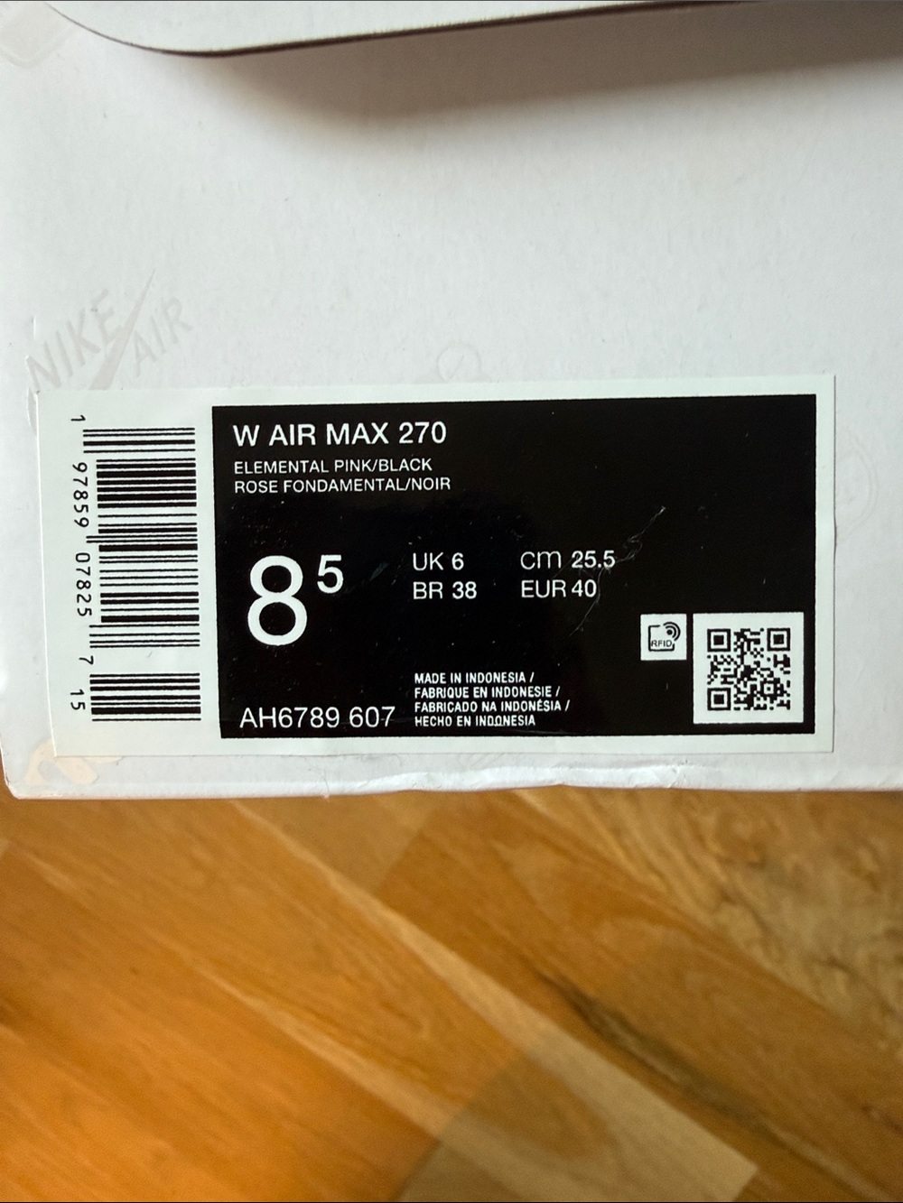 Nike Air Max 270 Women's Pink/Black Athletic Sneakers - Picture 3 of 3